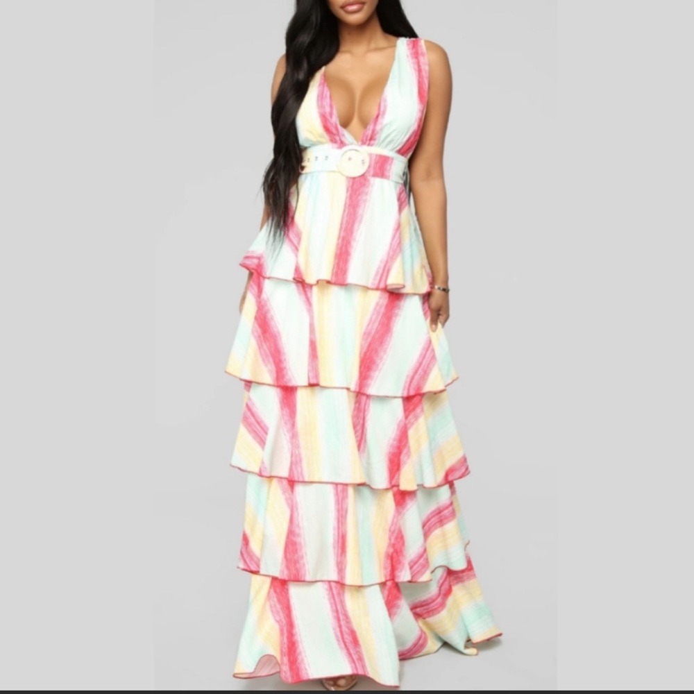 Fashion Nova Tiered Maxi Dress